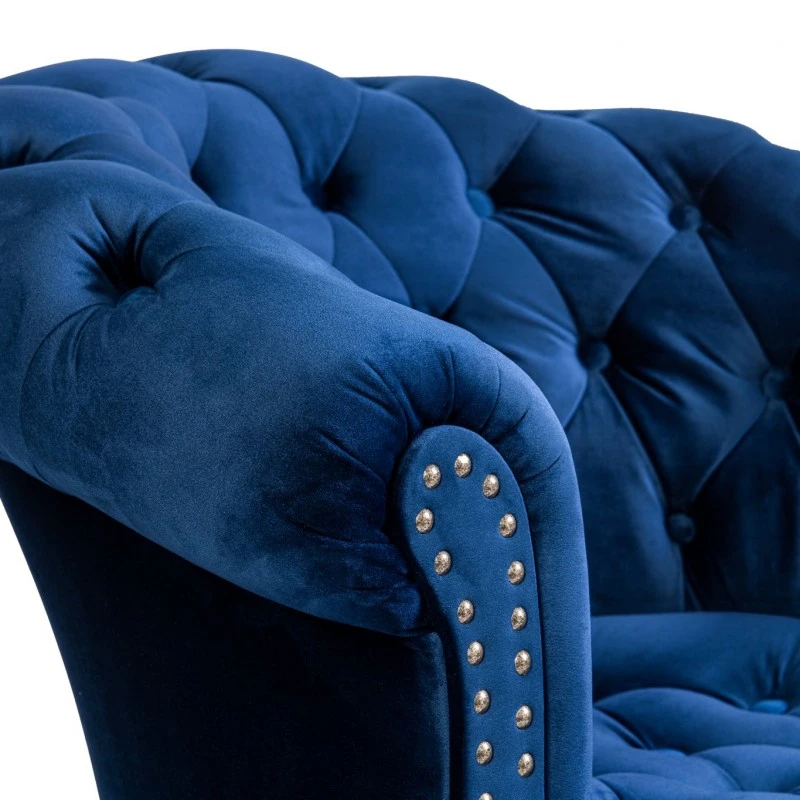 Фотьойл Честърфийлд Людовик, синьо кадифе